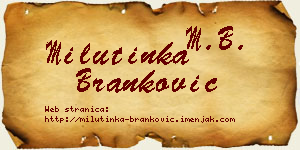 Milutinka Branković vizit kartica